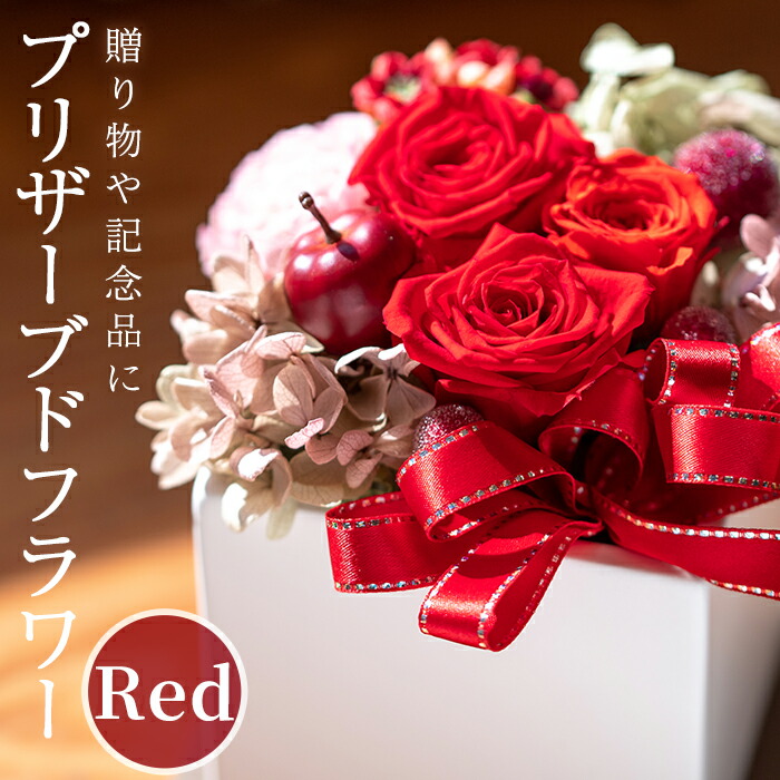 【ふるさと納税】プリザーブドフラワー アレンジメント 赤 (縦16cm×横12cm×奥行12cm) 花 フラワー 贈り物 プリザーブドフラワー インテリア 大分県 佐伯市 【DZ01】【(株)花音】