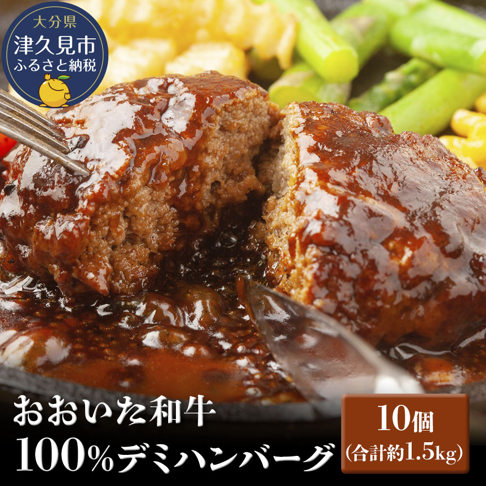 【ふるさと納税】おおいた和牛100% 合計約1.5kg デミハンバーグ 約150g×10個 惣菜 大分県 九州 津久見市 国産