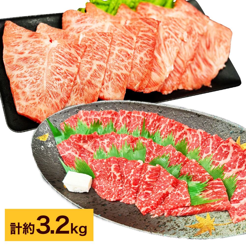 【ふるさと納税】【赤身VSミスジ食べ比べ！】おおいた和牛 赤身焼肉・ミスジ焼肉 セット 各約1.6kg（約400g&times;4） 計約3.2kg 和牛 牛肉 お肉 モモ ウデ みすじ 希少部位 焼き肉 冷凍 大分県産 国産 大分県 竹田市 送料無料｜大分県竹田市