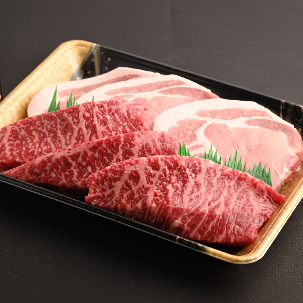 【ふるさと納税】おおいた和牛 ステーキ 奥豊後豚 ステーキセット 約150g×各3枚 計900g ステーキソース付き 牛肉 和牛 国産 肉 豚肉 もも 牛モモ肉 牛モモ 豚ロース ポークステーキ トンテキ 赤身 3枚 九州 冷凍 大分 大分県産 竹田市 送料無料