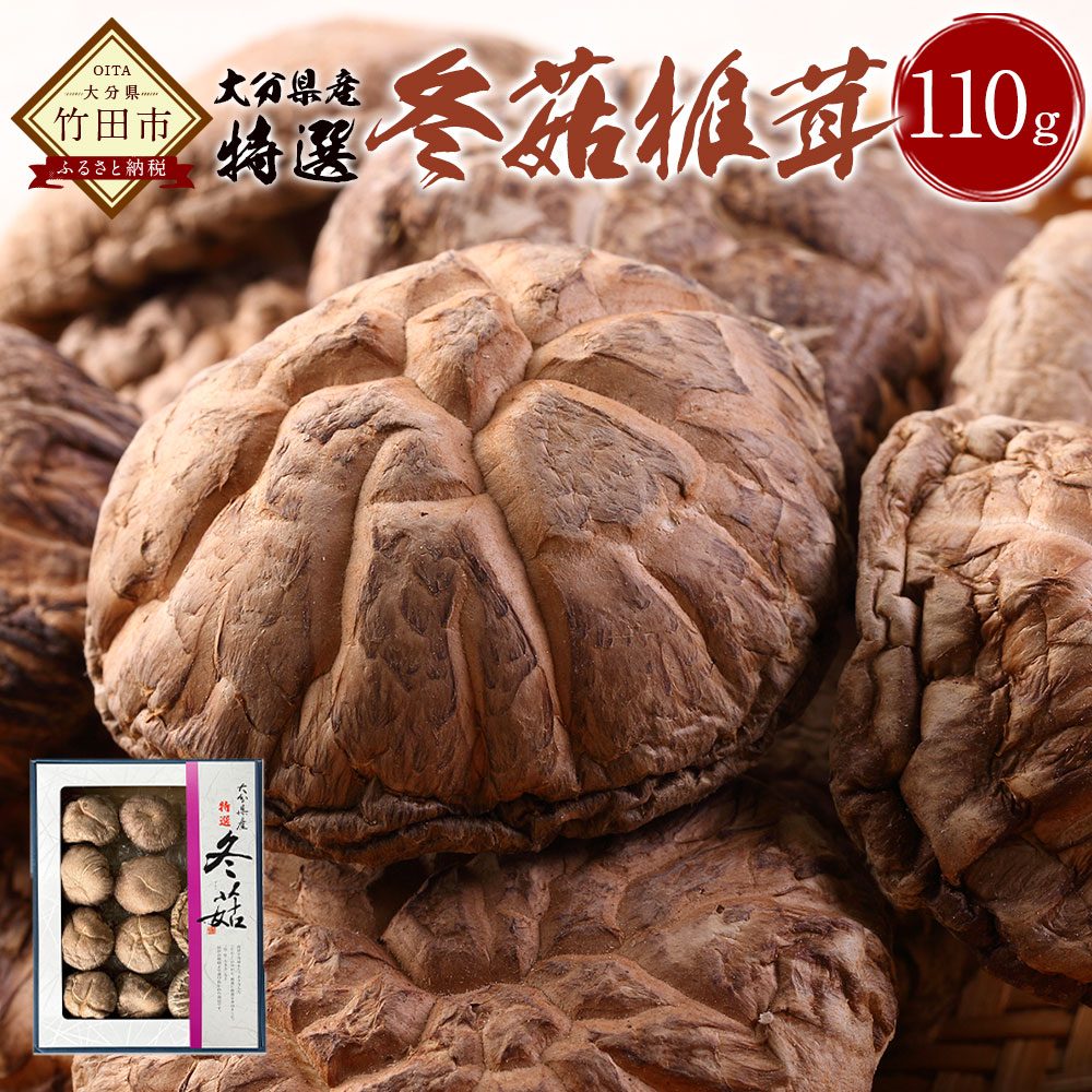 【ふるさと納税】大分県産 特選どんこ椎茸 110g 乾しいたけ しいたけ シイタケ きのこ どんこ 干し 国産 九州産 だし 原木 FT10 送料無料|大分県竹田市