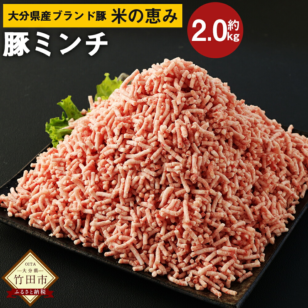 【ふるさと納税】大分県産ブランド豚「米の恵み」ミンチ 2kg 500g×4袋 豚肉 ポーク 豚ミンチ ひき肉 挽肉 挽き肉 そぼろ つくね ミートボール 国産 九州産 冷凍 大分県 竹田市 送料無料|大分県竹田市
