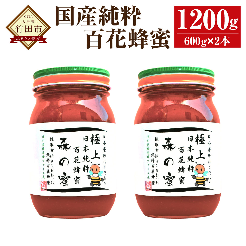 【ふるさと納税】【国産はちみつ】日本純粋百花蜂蜜「森の蜜」 600g×2本 計1200g 化粧箱入り はちみつ ハチミツ ハニー 国産蜂蜜 国産ハチミツ 国産はちみつ 瓶詰 純粋はちみつ 純粋ハチミツ 大分県 九州 百花蜜 送料無料|大分県竹田市