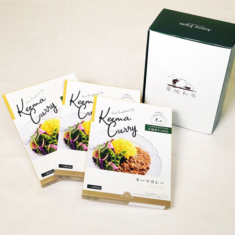 【ふるさと納税】レトルト キーマカレー 1人前 (200g×3個) 草地和牛 湯煎 温めるだけ 国産 和牛 本格 グルメ 贈り物 簡単調理 時短 ご飯のお供 カレー 送料無料|大分県豊後高田市