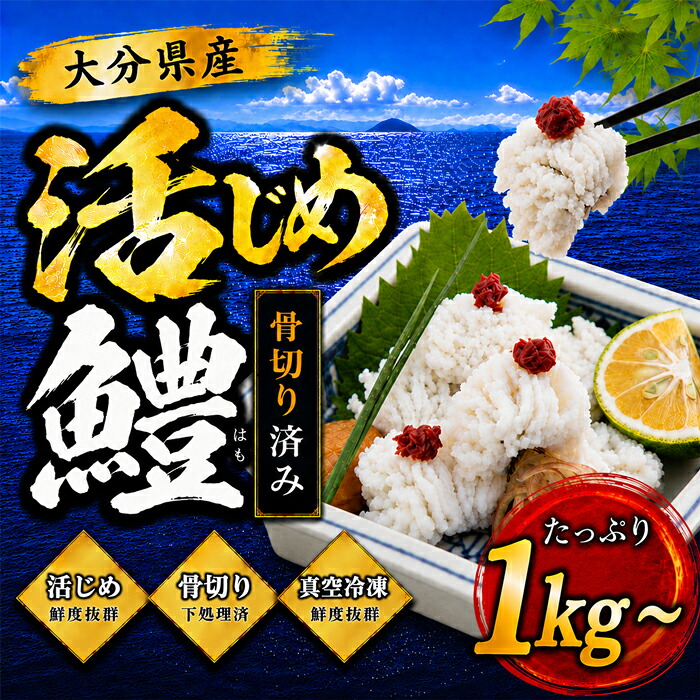 【楽天市場】【ふるさと納税】 大分県産活じめ鱧(はも)1本物 骨切り切身 1キロ〜1.5キロ / 鱧 湯引き 鱧しゃぶ 鱧の天ぷら 1kg 骨切り 1キロ 大容量 切身 冷凍 旬 レシピ付 天然鱧 しゃぶしゃぶ 鍋 魚 海鮮 10000円 <108-705>:大分県杵築市