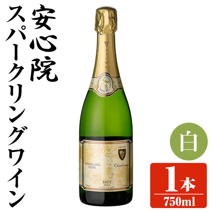 【ふるさと納税】安心院スパークリングワイン 白(750ml)酒 お酒 ワイン 白ワイン スパークリングワイン アルコール 飲料 ぶどう 葡萄 【107300501】【時枝酒店】