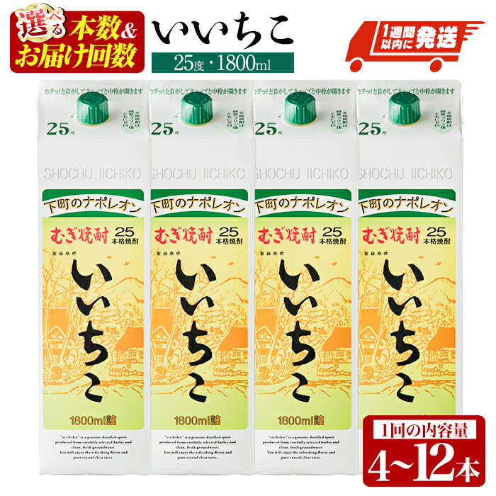 ふるさと納税 宇佐市 いいちこパック 25度 1800ml×8本 計14.4L 