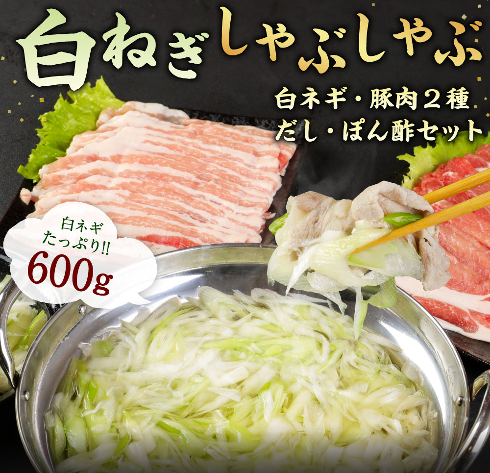 高品質の人気 白ネギ しゃぶしゃぶ セット 600g 豚肉 ロース バラ 各250g だしパック5袋 ぽん酢150ml 鍋セット 鍋 具材付き 惣菜 おかず 冷凍 九州産 大分県 送料無料 Fucoa Cl