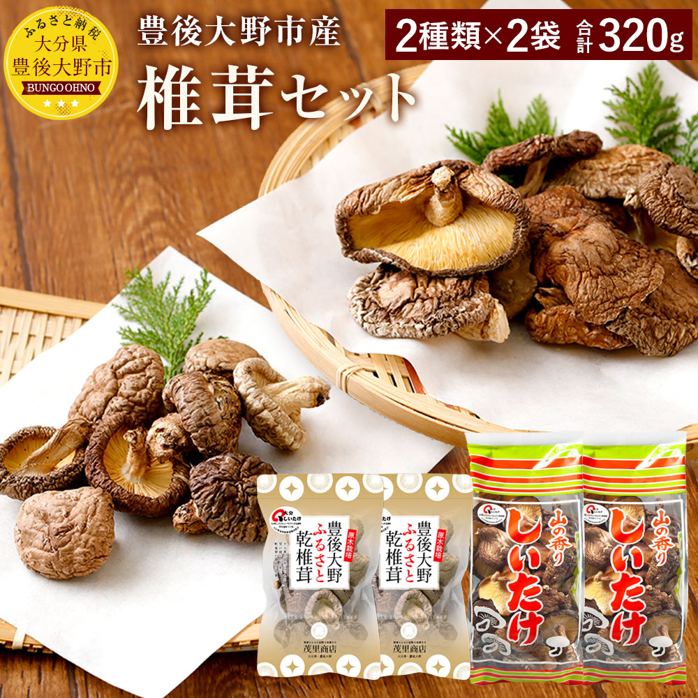 【ふるさと納税】豊後大野市産椎茸 合計320g 2種 各2袋 セット 詰め合わせ 豊後大野市産 うまみだけ しいたけ どんこ 干ししいたけ 椎茸 九州 原木栽培 送料無料|大分県豊後大野市
