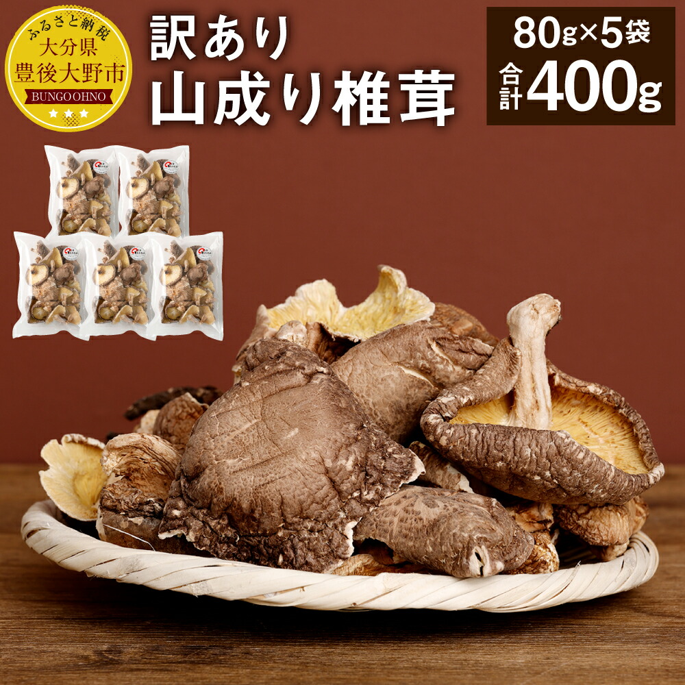 【ふるさと納税】 訳あり 山成り椎茸 計400g 80g×5袋 小分け 乾椎茸 乾しいたけ しいたけ 椎茸 国産 九州 大分 冷凍 送料無料|大分県豊後大野市