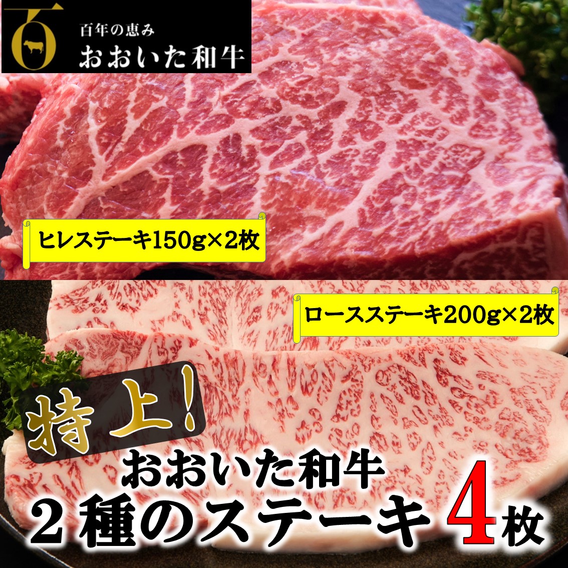 人気の製品 おおいた和牛堪能2種のステーキ食べ比べセット ロース ヒレ 計700g Fucoa Cl