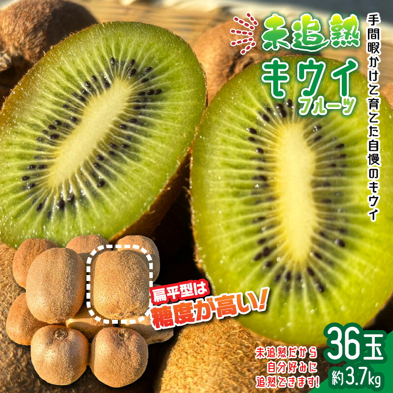 【ふるさと納税】未追熟キウイフルーツ 扁平型 36玉(約3.7kg)｜大分県国東市
