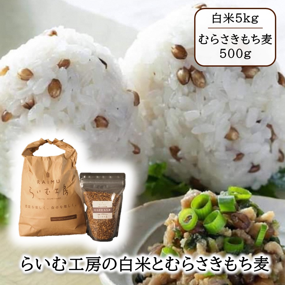 【ふるさと納税】らいむ工房のむらさきもち麦500gと白米5kg|大分県国東市