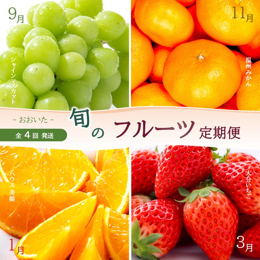 【ふるさと納税】おおいた旬のフルーツ9月から 半年間 定期便 / 計4回発送 温州 蜜柑 みかん シャインマスカット ハウス美娘 大分いちご 苺 定期便 定期配送 フルーツ 旬の果物 くだもの 29,250円
