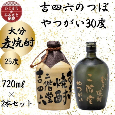 【ふるさと納税】大分むぎ焼酎　二階堂吉四六つぼ25度とやつがい30度(720ml)2本セット【1455221】