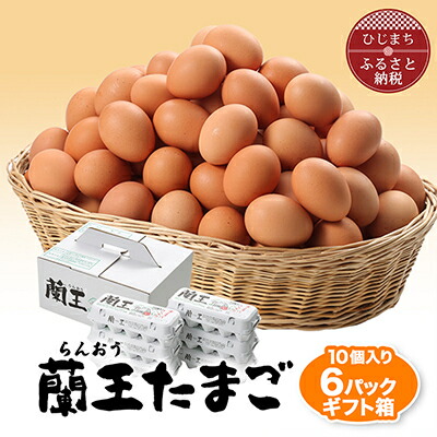 【ふるさと納税】 蘭王たまご 10個入り 6パック ギフト箱でお届け _ 卵 たまご 玉子 タマゴ 鶏卵 まとめ買い オムレツ 卵かけご飯 朝食 料理 人気 美味しい 【1322802】