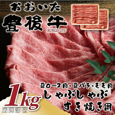 【ふるさと納税】【毎月定期便】おおいた豊後牛しゃぶしゃぶすき焼き用1kg(500g×2P)(日出町)全3回【配送不可地域：離島】【4074133】