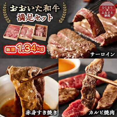 【ふるさと納税】おおいた和牛 満足セット(カルビ焼肉・赤身すき焼き・サーロインステーキ)【配送不可地域：離島】【1395462】