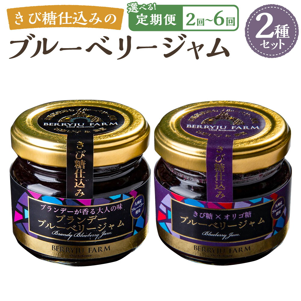 【ふるさと納税】【選べる定期便】きび糖仕込みの ブルーベリージャム 2種 セット 1回あたり計180g（90g×2瓶） 2ヶ月毎 3ヶ月毎 6ヶ月毎 ブランデーブルーベリージャム 果実 ヨーグルト パン 朝食 国産 九州産 大分県 九重町 送料無料