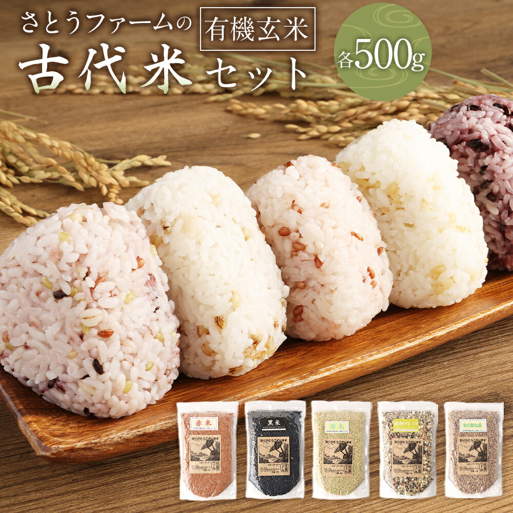 【ふるさと納税】さとうファームの古代米セット 合計2.5kg 各500g 5袋入り 古代米 赤米 黒米 緑米 穀物ブレンド もち裸丸麦 麦 玄米 お米 米 国産 九州産 九重町産 送料無料