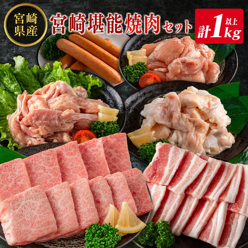 【ふるさと納税】◇宮崎県産のお肉を堪能!! 老舗焼肉店の焼肉セット（タレ・塩胡椒付き ）計1kg以上