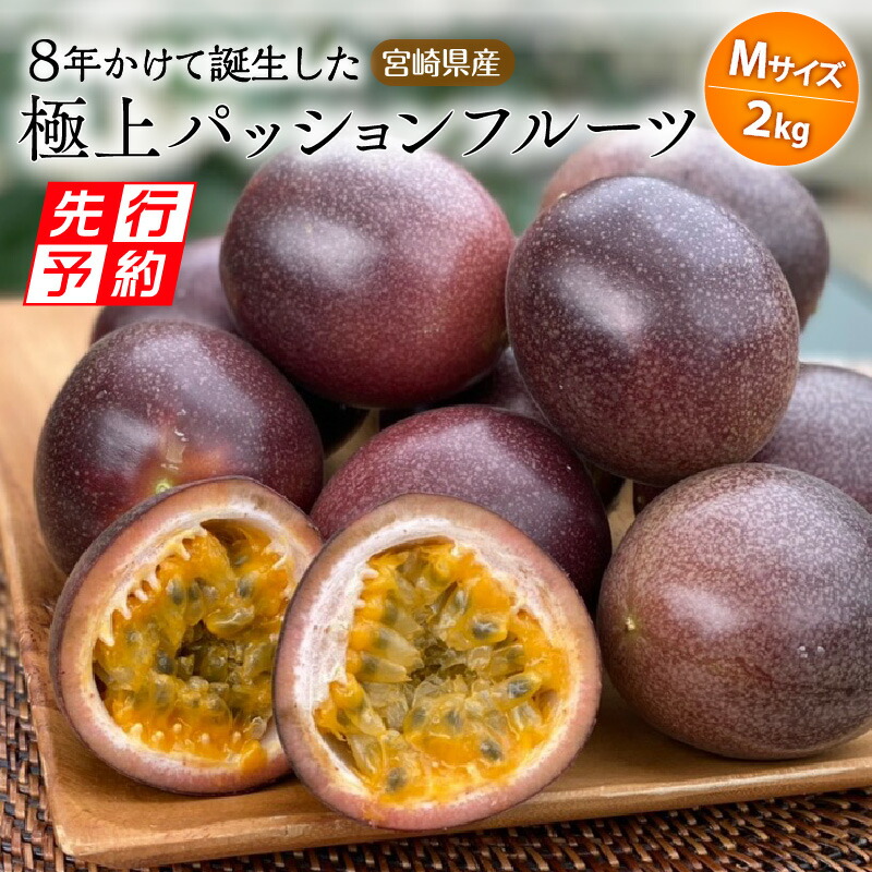 【ふるさと納税】《2025年発送先行予約》【期間・数量限定】 8年かけて誕生した宮崎県産極上パッションフルーツ Ｍ 2kg 樹上完熟 ルビースター サマークイーン  10種類 品種 手間暇 香り 炭酸水 焼酎 ドリンク フルーツ ギフト お土産 宮崎県 宮崎市 送料無料