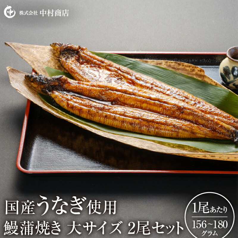 国産うなぎ使用 鰻蒲焼き 大サイズ 156〜180g 2尾セット 【レビューで送料無料】