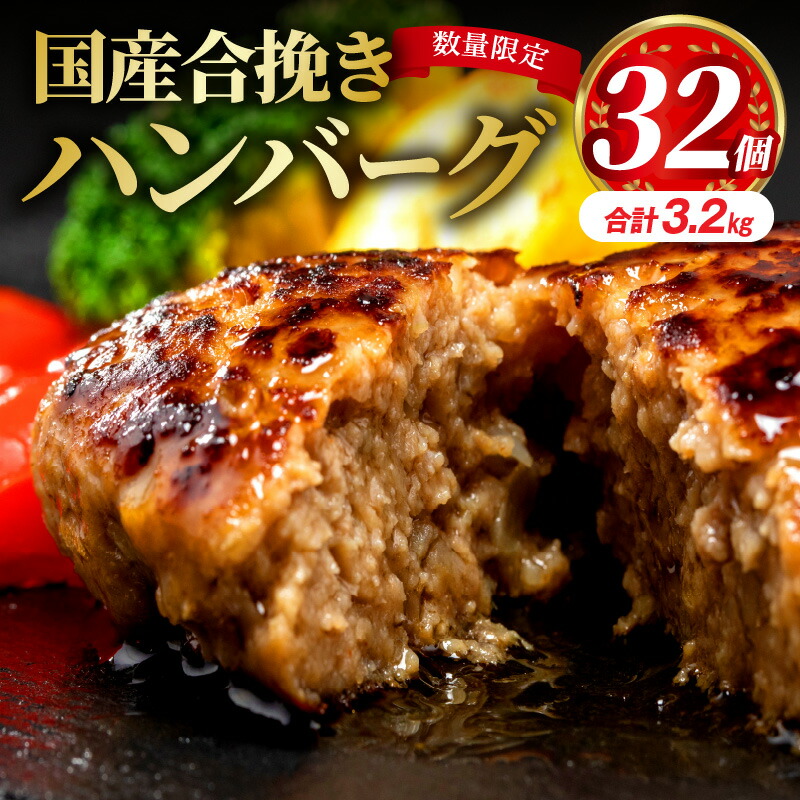 【ふるさと納税】《発送時期が選べる》数量限定 ミヤチク 国産 合挽き ハンバーグ  32個 豚肉 牛肉 肉 レビュー 高評価 簡単 調理 冷凍 自然解凍 小分け パック スパゲティ おかず お弁当 ご家庭 アレンジ 宮崎県 宮崎市 送料無料 お肉《レビューキャンペーン》
