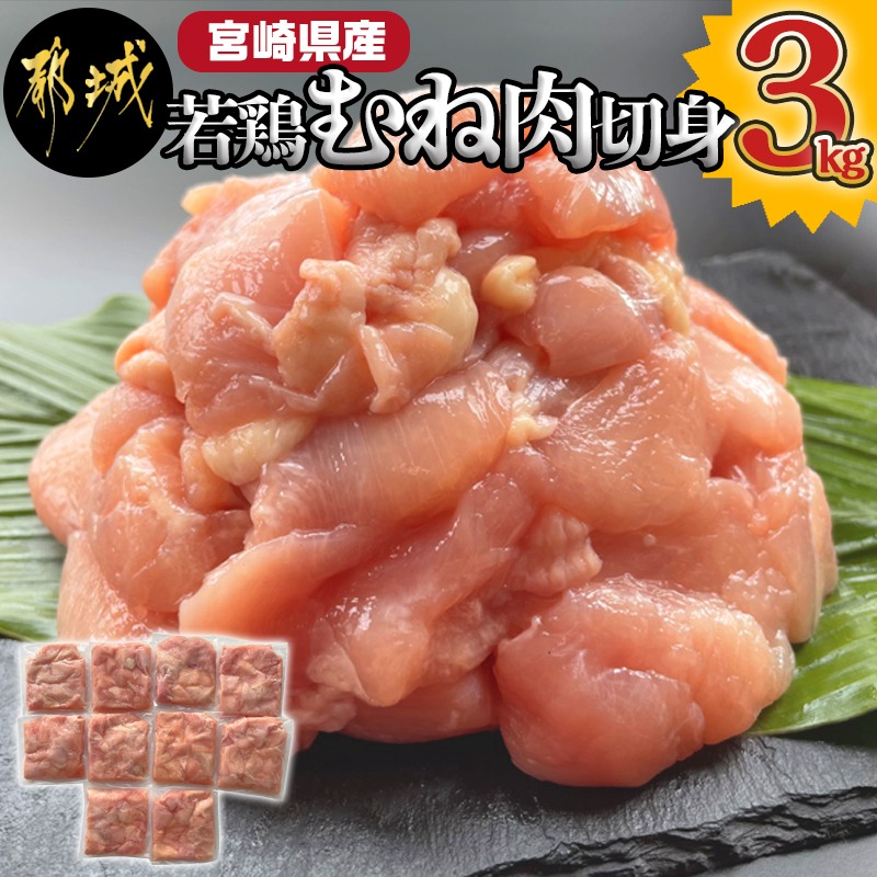 【ふるさと納税】宮崎県産若鶏むね肉切身3kg - 宮崎県産鶏 むね肉切身 300g×10パック 若鶏むね肉 やわらかくヘルシー カット済 送料無料 AA-9228【宮崎県都城市は2年連続ふるさと納税日本一！】