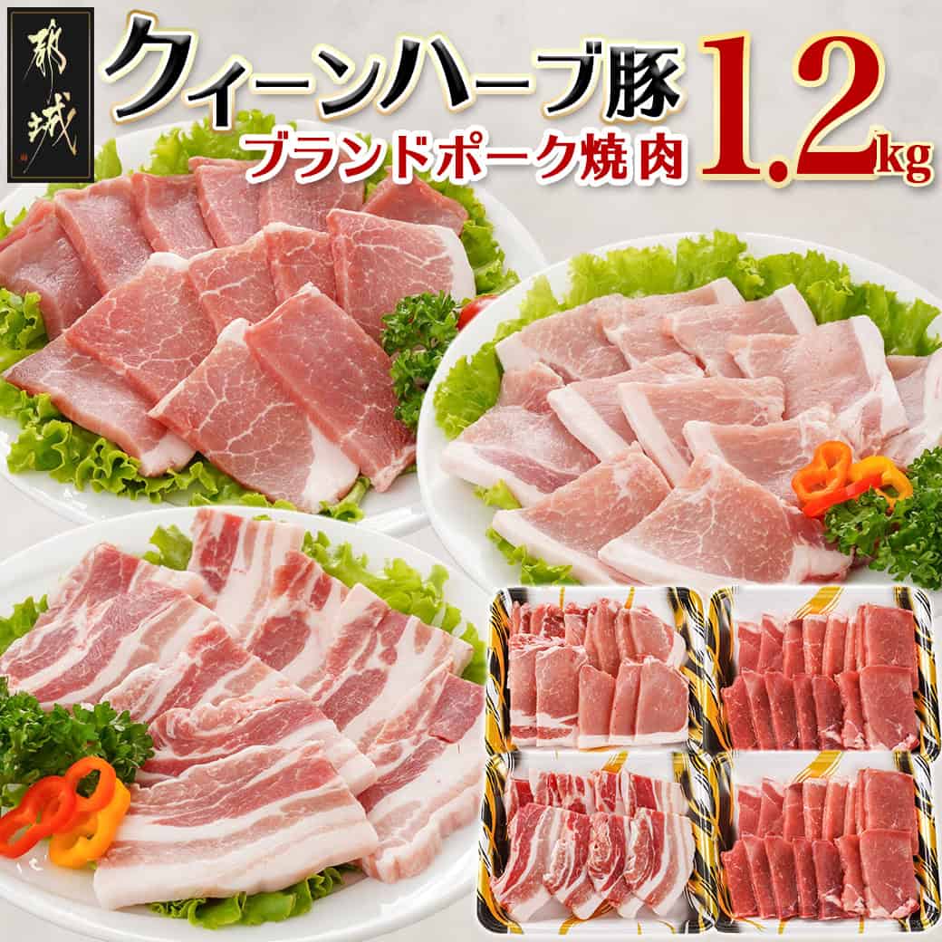 【ふるさと納税】都城産「クイーンハーブ豚」焼肉1.2kgセット - 豚肉 送料無料 11-2903【宮崎県都城市は2年連続ふるさと納税日本一！】
