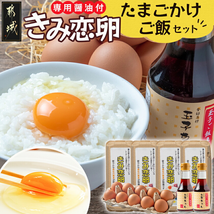 【ふるさと納税】「きみ恋卵」たまごかけご飯セット - 卵 Mサイズ 45個 破損補償5個つき 鶏卵 卵かけご飯専用醤油 玉子ちゃん 甘口 たまご ブランド 送料無料 11-2904 【宮崎県都城市は2年連続ふるさと納税日本一！】