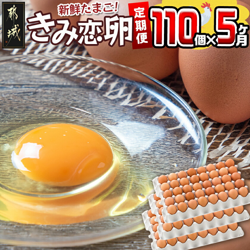 【ふるさと納税】「きみ恋卵」110個定期便(5ヶ月) - 赤卵 きみ恋卵 Ｍサイズ 110個 約6.5kg 5回定期便 鶏卵 たまご ブランド お菓子作りに最適 破損補償つき 化粧箱 冷蔵配送 送料無料 T40-2901 【宮崎県都城市は2年連続ふるさと納税日本一！】