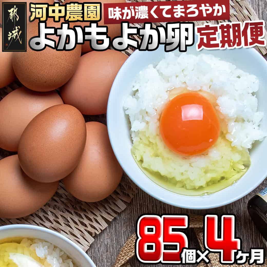 【ふるさと納税】よかもよか卵85個の定期便(4ヶ月) - 鶏卵 赤卵 よかもよか卵 Mサイズ 85個 約5kg たまご タマゴ 4回定期便 4ヶ月間連続 きみ恋卵の進化系 破損補償5個 味が濃い まろやか けいらん 送料無料 T60-4-2901 【宮崎県都城市は2年連続ふるさと納税日本一！】
