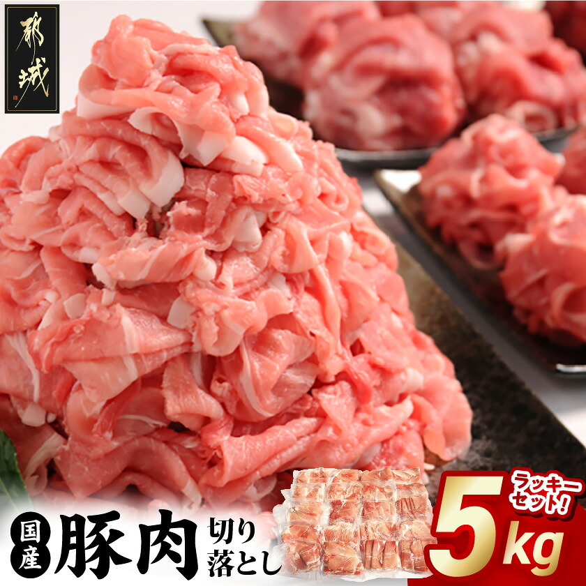 【ふるさと納税】国産豚肉切り落とし5kgラッキーセット - 国産豚 切り落とし 250g×20袋 5kg 豚肉 小分け パック 大容量 使い勝手抜群 お弁当 サラダ しゃぶしゃぶ 料理 アレンジ 送料無料 19-3601【宮崎県都城市は2年連続ふるさと納税日本一!】|宮崎県都城市