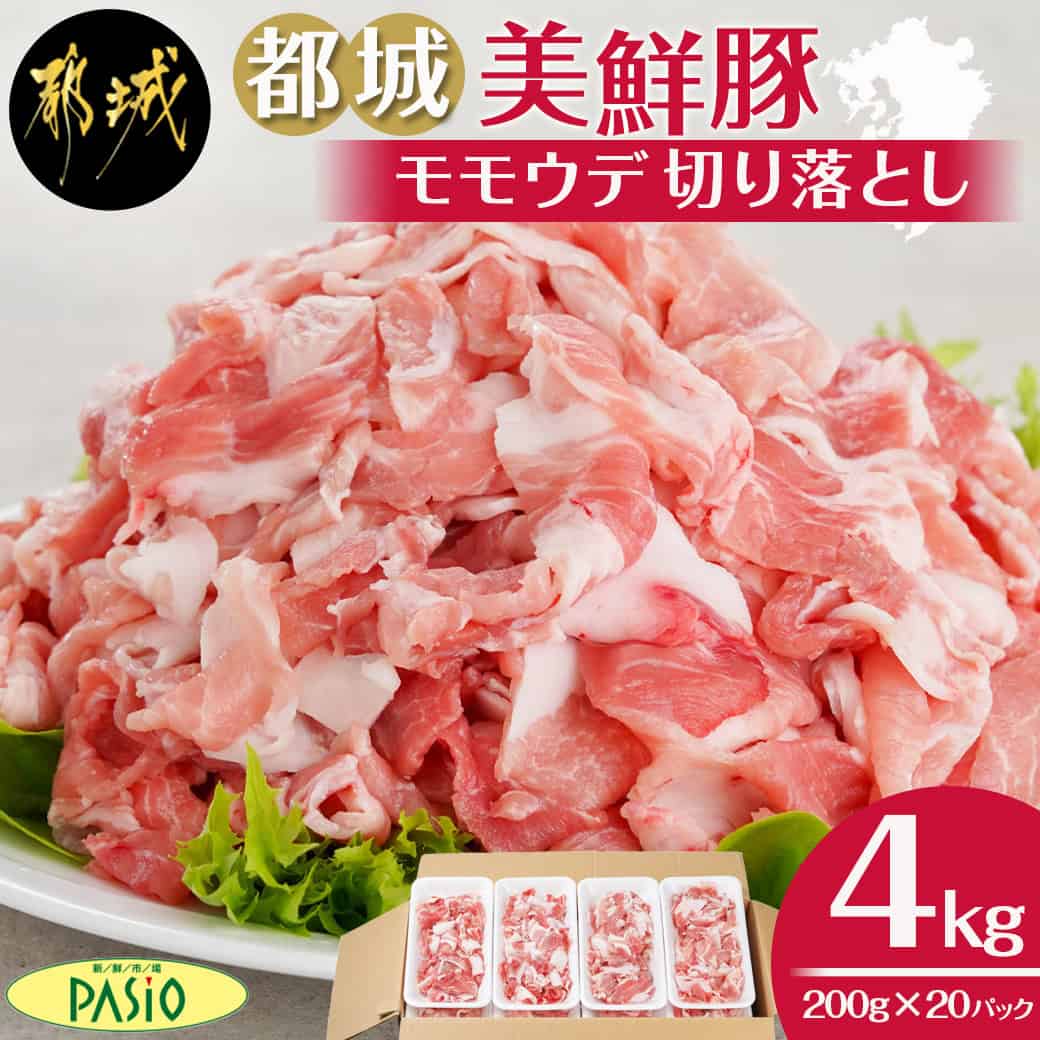 【ふるさと納税】都城美鮮豚切り落とし4kgセット(200g×20パック) - 豚肉 4kg 切り落とし 小分け こま切れ パック 国産豚肉 もも うで ブランド豚 銘柄豚 モモウデ切り落とし 都城美鮮豚 送料無料 MJ-5402 【宮崎県都城市は2年連続ふるさと納税日本一！】