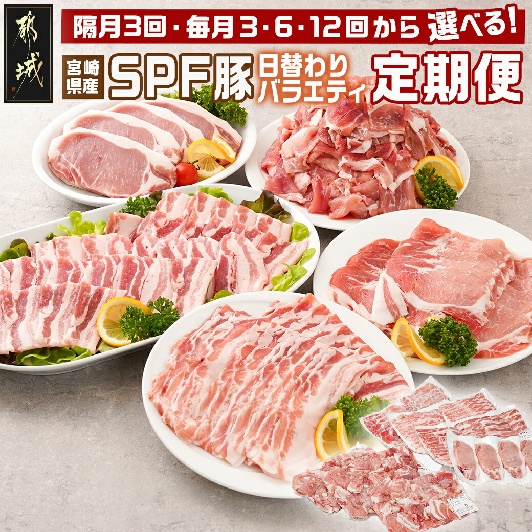 【ふるさと納税】【お届け回数・間隔が選べる！】「宮崎SPF豚」日替わりバラエティセット定期便 - 真空パック 小間切れ 肩ローススライス バラ焼肉用等 3回/隔月3回/6回/12回 国産 豚肉 バリエーション 送料無料 SKUT-K901 【宮崎県都城市は2年連続ふるさと納税日本一！】