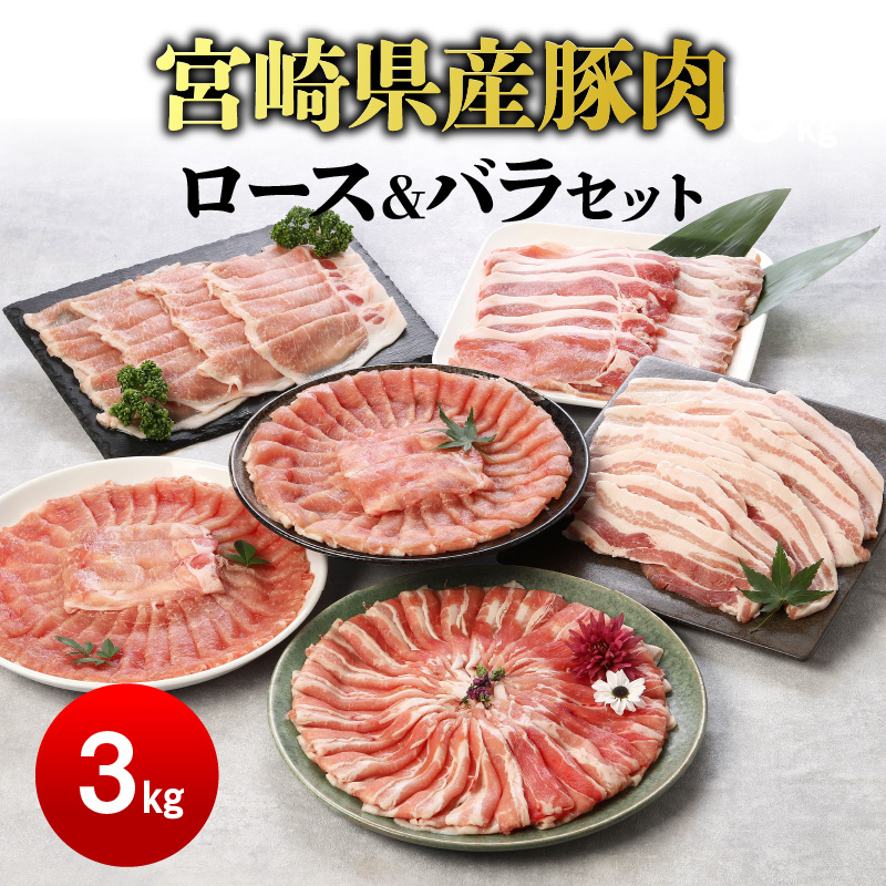 偉大な 宮崎県産豚肉 5種 ロースバラ 3kg セット 冷凍 送料無料 fucoa.cl