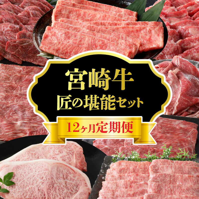 【ふるさと納税】定期便 12ヶ月 宮崎牛 匠の堪能セット 4等級以上 牛肉 肉 切り落とし カルビ 赤身 ステーキ ロース スライス 焼肉 冷麺 肉じゃが 牛丼 しゃぶしゃぶ 肉巻き すき焼き ステーキ重 牛しゃぶサラダ おかず おつまみ 冷凍 厳選部位 宮崎県 延岡市 送料無料