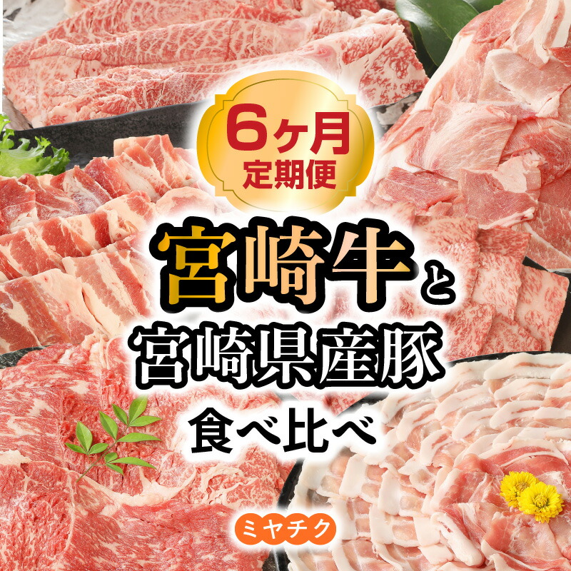 【ふるさと納税】【定期便6回】宮崎牛 宮崎県産 黒毛和牛 豚 豚ロースしゃぶ 牛ウデスライス 豚バラ 豚小間切れ 牛肩ロース 牛ももスライス ミヤチク 国産 定期便 牛肉 豚肉 宮崎県 延岡市 お取り寄せ お取り寄せグルメ 送料無料