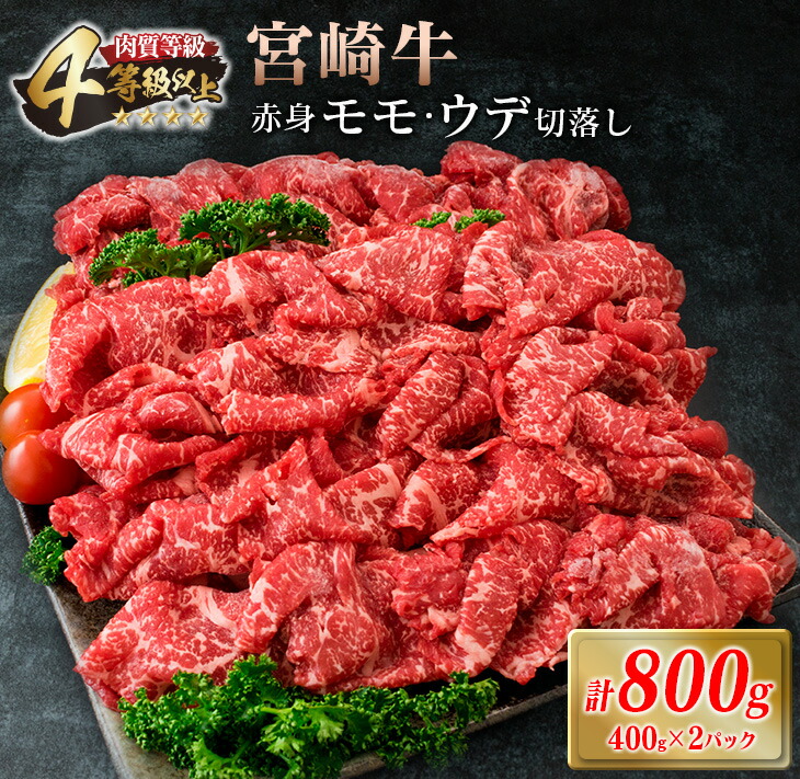 【ふるさと納税】宮崎牛 赤身 モモ ウデ 切落し セット 計800g 牛肉 ビーフ 黒毛和牛 国産 ブランド牛 食品 もも うで 切り落とし 高級 贅沢 ご褒美 お祝い 記念日 人気 おすすめ カレー シチュー ハヤシライス 牛丼 おかず 冷凍 お取り寄せ グルメ 宮崎県 日南市 送料無料|宮崎県日南市