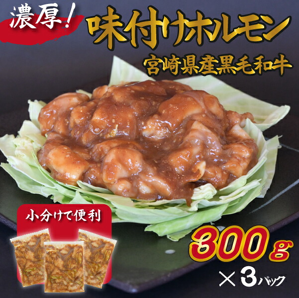 【ふるさと納税】宮崎県産黒毛和牛濃厚味付けホルモン900g 牛 黒毛和牛 ブランド牛 国産 ホルモン 300g 3パック 焼肉 炒め物 ふるさと 人気 おすすめ 贈答 ギフト お裾分け プレゼント 精肉 宮崎県 小林市 送料無料|宮崎県小林市