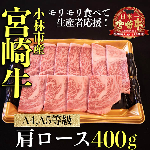 【ふるさと納税】【モリモリ応援】A4等級以上宮崎牛おためしモリモリ肩ロース(焼肉用)400g 宮崎牛 肩ロース 黒毛和牛 ブランド牛 焼肉 内閣総理大臣賞 国産牛 牛 肉 牛肉 お肉 ふるさと 人気 おすすめ 贈答 ギフト お裾分け プレゼント 精肉 宮崎県 小林市 送料無料
