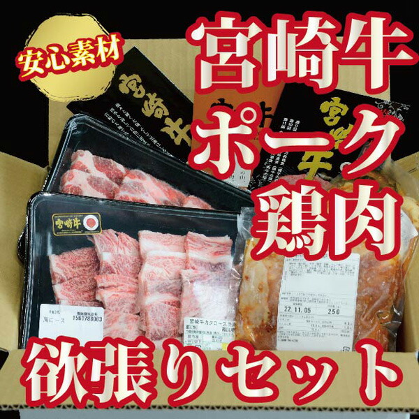 52%OFF!】 宮崎牛 宮崎ポーク 鶏肉の欲張りセット fucoa.cl