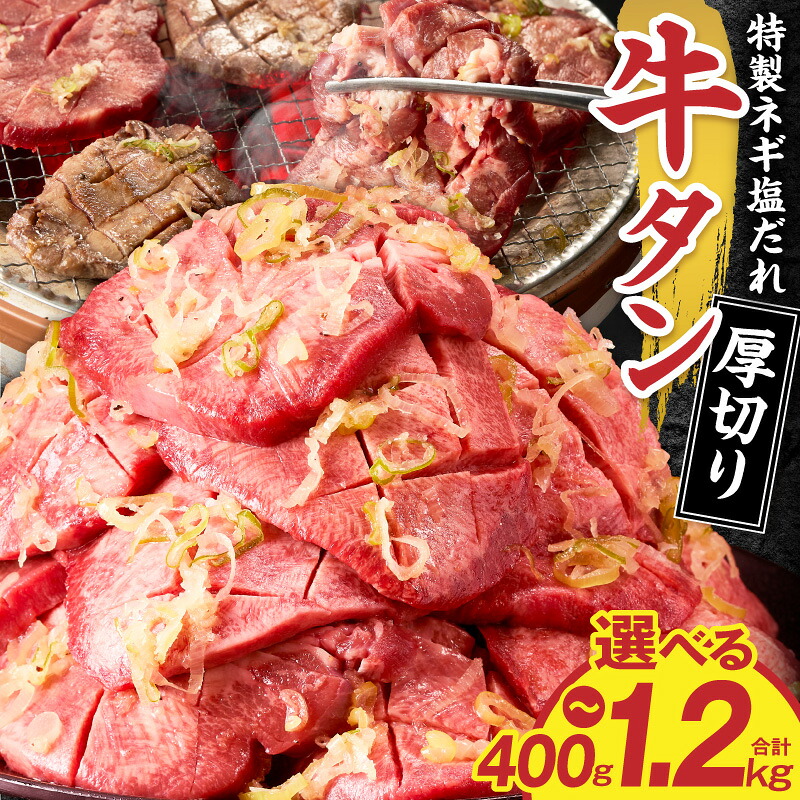 【ふるさと納税】【選べる内容量】特製ネギ塩だれの厚切り牛タン 400g-1.2kg 肉 牛肉 牛タン 厚切り タン 塩だれ ネギ ヘルシー 人気 国産牛 牛 肉 牛肉 お肉 ふるさと 人気 おすすめ 贈答 ギフト お裾分け プレゼント 精肉 宮崎県 小林市 送料無料|宮崎県小林市
