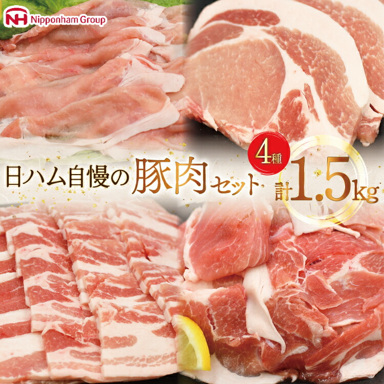 【ふるさと納税】肉 豚肉 宮崎県産豚肉4種セット 詰め合わせ 1.5kg [日本ハムマーケティング 宮崎県 日向市 452061253] 冷凍 小分け 個包装 セット とんかつ しゃぶしゃぶ 焼き肉 細切れ 焼肉