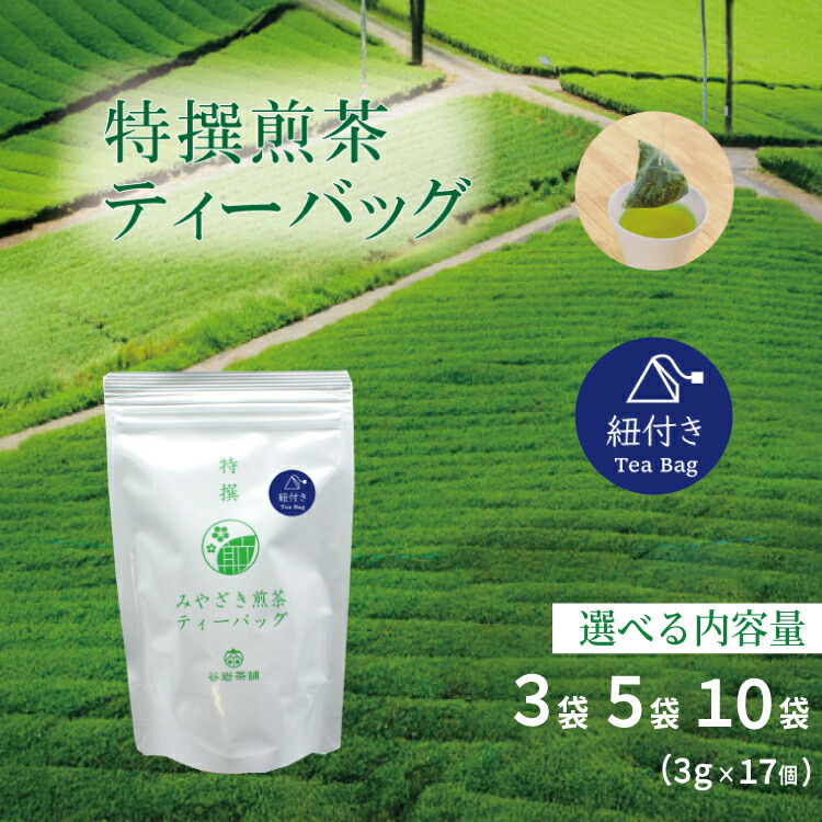 【ふるさと納税】 お茶 ティーバッグ 特撰 みやざき煎茶 紐付き 選べる 内容量 3袋～10袋 セット [谷岩茶舗 宮崎県 日向市 452061629] ティーパック 茶 茶葉 緑茶 新茶 お茶の葉