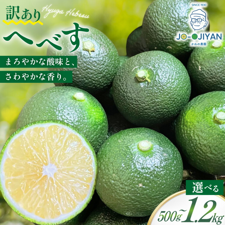 【ふるさと納税】【期間限定発送】 へべす 訳あり 選べる 内容量 宮崎 無農薬露地へべす 500g～1.2kg [かわの農園 宮崎県 日向市 452061175] 先行予約 家庭用 国産 ヘベス 訳アリ