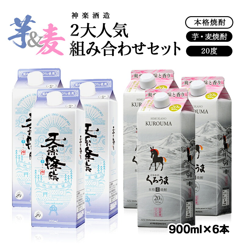 【ふるさと納税】神楽酒造 2大人気組み合わせセット くろうま・天孫降臨 20° スリムパック 900ml<26-20a> US|宮崎県西都市