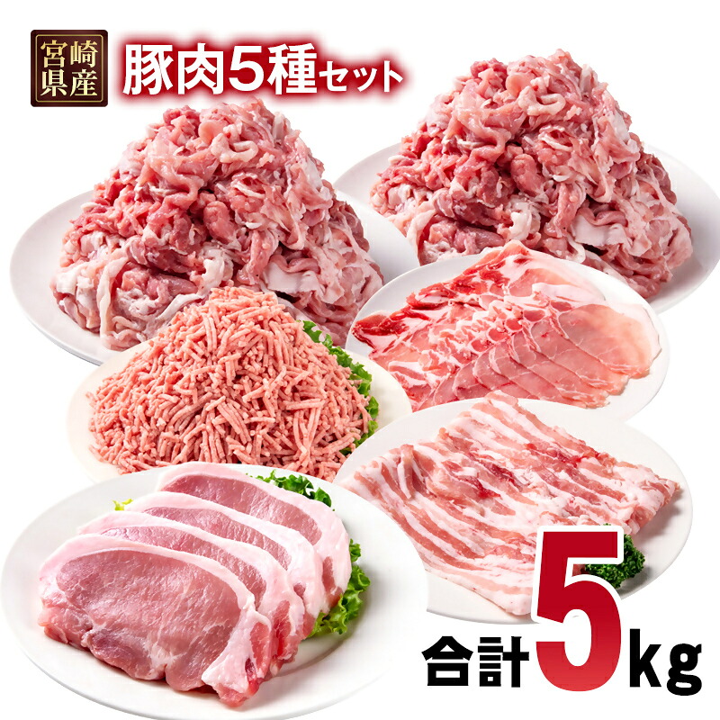 【ふるさと納税】宮崎県産豚肉 5種 5kg セット 小分け21パック＜2-109＞スライス トンカツ 切り落とし ミンチ しゃぶしゃぶ とんかつ ギョーザ 炒め物等 TRINITY