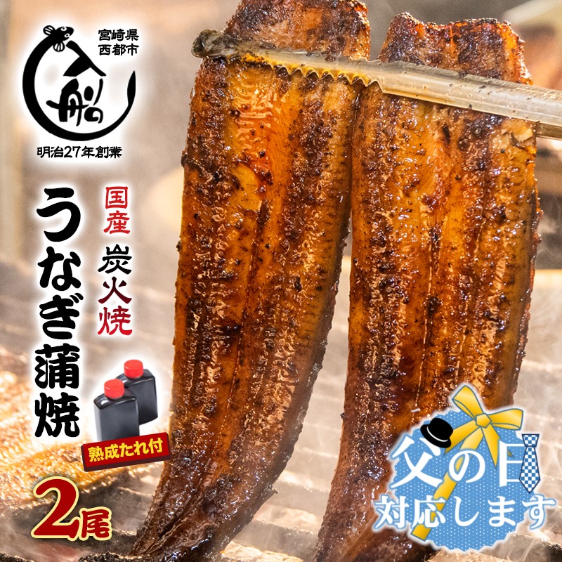 【ふるさと納税】炭火焼一筋130年「うなぎの入船」かば焼２尾(熟成たれ付）国産 うなぎ 鰻 手焼き 備長炭 お惣菜 小分け 真空パック 送料無料 さいとし サイト